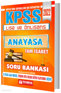 2022 KPSS Lise Ön Lisans Anayasa Tam İsabet Soru Bankası