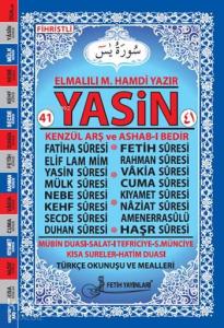 41 Yâsîn Kod: F003 (Orta Boy, Lüks Kapak, Fihristli, Şamua, İki Renk); 3'lü Yâsîn: Arapça - Türkçe Okunuşlu - Meâlli