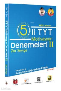 5'li TYT Motivasyon Denemeleri 2 Zor Seviye; 5 Fasikül Deneme + 5 Optik Form içerir Deneme Değerlendirme Fasikülü içerir TATS Uyumlu Video Çözüm