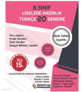 8. Sınıf LGS Türkçe 20 Deneme Branş Akademi