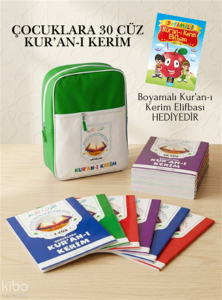 Çocuklara 30 Cüz Kur'an-ı Kerim (Yeşil Çantalı)