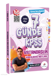 Dizgi Kitap 2026 KPSS 7 Günde Vatandaşlık Çıkmış Soru Analizli Video Ders Notları Serhat Güven