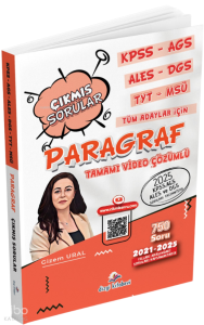 Dizgi Kitap KPSS AGS ALES DGS TYT MSÜ Tüm Adaylar İçin Tamamı Video Çözümlü Paragraf Çıkmış Sorular Gizem Ural