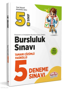 Editör Yayınevi 5. Sınıf Bursluluk Sınavı Tamamı Çözümlü 5 Deneme