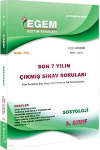 Egem Eğitim Yayınları 3. Sınıf Sosyoloji Çıkmış Sınav Soruları 2012-2018