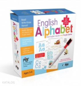 English Alphabet - First English Words and Puzzle Game - 52 Pieces Puzzle - Ages 3-6
