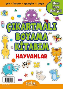 Hayvanlar Boyama Kitabı - Çıkartmalı (Mum Boya Hediyeli)