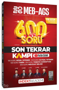 İndeks Akademi 2026 MEB-AGS Son Tekrar Kampı 600 Soru Bankası Youtube Video Çözümlü