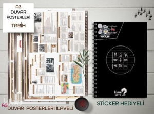 Kime Note TYT Çizgili Tarih Okul Defteri Konu Anlatımlı 4 Büyük Poster ve 96 Sticker Hediye