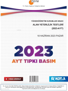 Kota 2023 AYT Çıkmış Sorular (Tıpkı Basım-Kapaksız Fasikül)