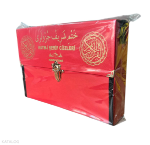 Kur'an-ı Kerim 30 Cüz Hatim Seti Bilgisayar Hatlı (Rahle Boy - Çantalı Kırmızı Renk Deri Çantalı)