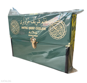 Kur'an-ı Kerim 30 Cüz Hatim Seti Bilgisayar Hatlı (Rahle Boy - Çantalı Yeşil Renk Deri Çantalı)