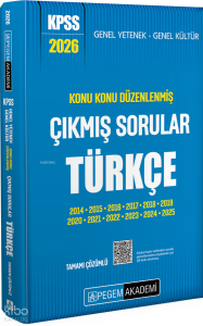 Pegem Akademi 2026 KPSS Genel Yetenek Genel Kültür Konu Konu Düzenlenmiş Tamamı Çözümlü Çıkmış Sorular Türkçe