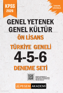 Pegem Akademi 2026 KPSS Genel Yetenek Genel Kültür Ön Lisans Tamamı Çözümlü Türkiye Geneli 4-5-6 (3'lü Deneme Seti)