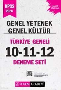 Pegem Akademi 2026 KPSS Genel Yetenek Genel Kültür Tamamı Çözümlü Türkiye Geneli 10-11-12 ( 3'lü Deneme Seti )
