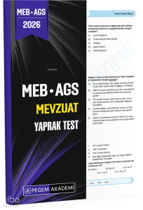 Pegem Akademi 2026 MEB AGS Mevzuat Yaprak Test