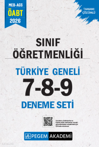 Pegem Akademi 2026 MEB AGS ÖABT Sınıf Öğretmenliği Tamamı Çözümlü Türkiye Geneli 7-8-9 (3'lü Deneme Seti)