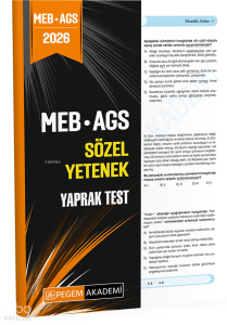 Pegem Akdemi 2026 MEB AGS Sözel Yetenek Yaprak Test