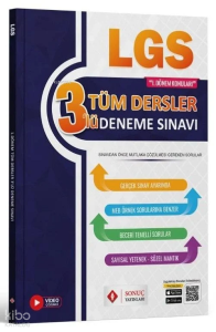 Sonuç Yayınları 8. Sınıf LGS Tüm Dersler 1. Dönem 3 Deneme Video Çözümlü