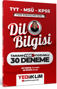 Yediiklim KPSS MSÜ TYT Dil Bilgisi Tamamı Video Çözümlü Tüm Sınavlar için 30 Deneme