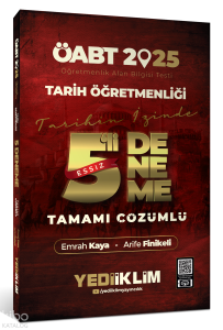 Yediiklim Yayıncılık 2025 ÖABT Tarih Öğretmenliği Tamamı Çözümlü Eşsiz 5 Deneme