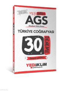 Yediiklim Yayınları 2025 MEB AGS Türkiye Coğrafyası Tamamı Çözümlü 30 Deneme