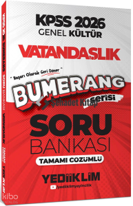 Yediiklim Yayınları 2026 KPSS Genel Kültür Bumerang Vatandaşlık Tamamı Çözümlü Soru Bankası