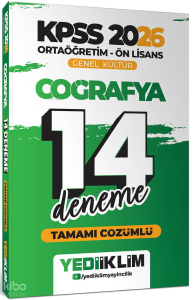 Yediiklim Yayınları 2026 KPSS Ortaöğretim Ön Lisans Genel Kültür Coğrafya Tamamı Çözümlü 14 Deneme