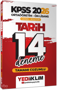 Yediiklim Yayınları 2026 KPSS Ortaöğretim Ön Lisans Genel Kültür Tarih Tamamı Çözümlü 14 Deneme