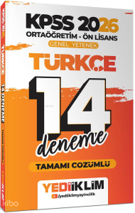 Yediiklim Yayınları 2026 KPSS Ortaöğretim Ön Lisans Genel Yetenek Türkçe Tamamı Çözümlü 14 Deneme