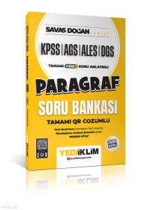 Yediiklim Yayınları AGS KPSS ALES DGS Savaş Doğan Serisi Paragraf Tamamı Video Konu Anlatımlı ve Tamamı QR Çözümlü Soru Bankası