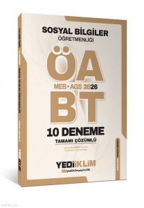 Yediiklim Yayınları AGS ÖABT Sosyal Bilgiler Öğretmenliği Tamamı Çözümlü 10 Deneme Sınavı