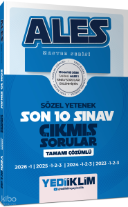Yediiklim Yayınları ALES Master Serisi Sözel Yetenek Tamamı Çözümlü Son 10 Sınav Çıkmış Sorular