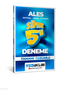 Yediiklim Yayınları ALES Sayısal - Sözel Yetenek Tamamı Çözümlü Süper 5`li Deneme