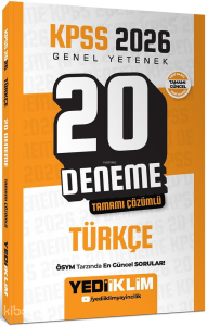 Yediiklim Yayınları KPSS 2026 Genel Yetenek Türkçe Tamamı Çözümlü 20 Deneme