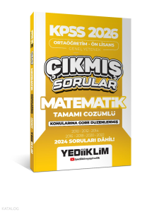 Yediiklim Yayınları KPSS 2026 Ortaöğretim-Önlisans Matematik Konularına Göre Çıkmış Sorular(2024 Soruları Dahil)