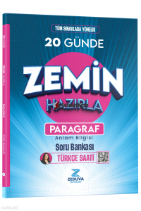 Zeduva Yayınları Türkçe Saati 20 Günde Zemin Hazırla Paragraf Anlam Bilgisi Soru Bankası