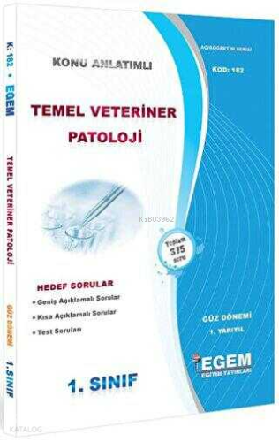 1. Sınıf 1. Yarıyıl Temel Veteriner Patoloji Konu Anlatımlı Soru Banka