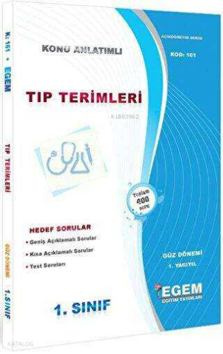 1. Sınıf Tıp Terimleri Konu Anlatımı | Kolektif | Egem Eğitim Yayınlar