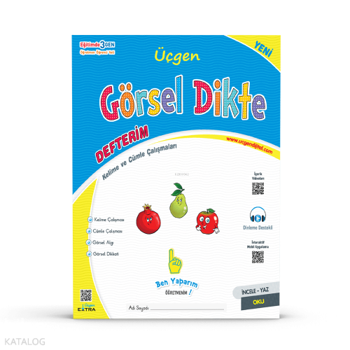 1. Sınıf Üçgen Okuma Yazma Seti - Görsel Dikte Defterim - 2024