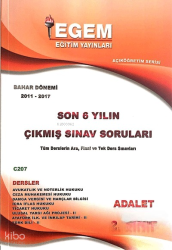 2.Sınıf Adalet Son 6 Yılın Çıkmış Sınav Soruları