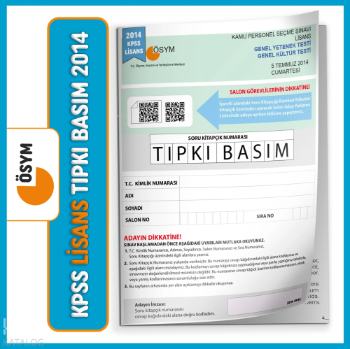 2014 KPSS Lisans GY-GK ÖSYM Çıkmış Soru Tıpkı Basım Türkiye Geneli D.Ç