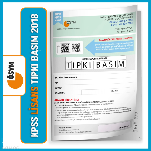 2017 KPSS Lisans GY-GK ÖSYM Çıkmış Soru Tıpkı Basım Türkiye Geneli D.Ç