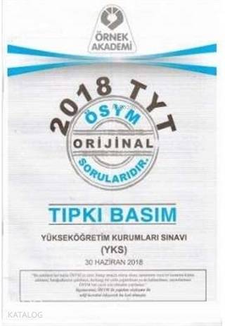 2018 TYT ÖSYM Orijinal Soruları Tıpkı Basım