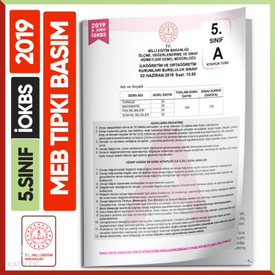 2019 5.Sınıf İOKBS BURSLULUK Çıkmış Soru Tıpkı Basım Türkiye Geneli Di