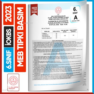 2023 6.Sınıf İOKBS BURSLULUK Çıkmış Soru Tıpkı Basım Türkiye Geneli Dijital Çözümlü Soru Kitapçığı