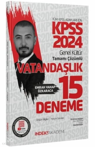 2024 KPSS Vatandaşlık 15 Deneme Çözümlü | Emrah Vahap Özkaraca | İndek