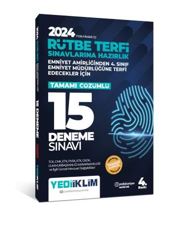 Polis Meslek İçi Rütbe Terfi Sınavlarına Hazırlık Tamamı Çözümlü 15 Deneme Sınavı