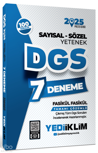 2025 DGS Sayısal-Sözel Yetenek 7 Fasikül Deneme | Kolektif | Yediiklim