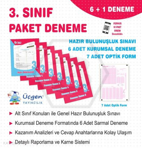 3. Sınıf Paket Deneme 7'Li + Optik - 2024/2025 | Kolektif | Üçgen Akad